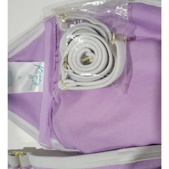 Kona Sol Women’s Purple Terry Textured Bandeau Bikini Top XL NWOT - Picture 4 of 6